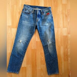 Levi's 501 CT distressed cherry embroidery jeans 25/32